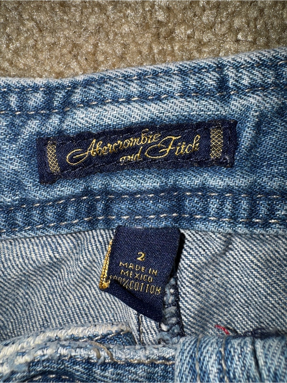 Vintage Y2K Abercrombie Fitch Denim Micro Mini Skirt Floral Sz 2 - Picture 4 of 6